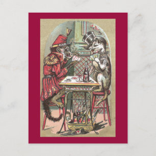 Poker Game Between Monkey & Bulldog Postcard
