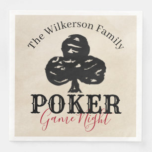 Poker Game Night Vintage Style Clubs Napkin