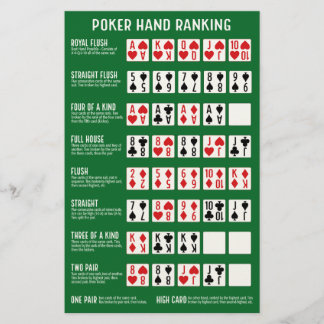 Poker Hand Ranking with Visuals Stationery