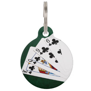 Poker Hands - Flush - Clubs Suit Pet Tag