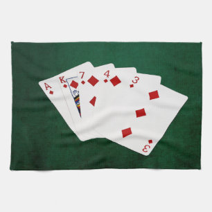 Poker Hands - Flush - Diamonds Suit Tea Towel