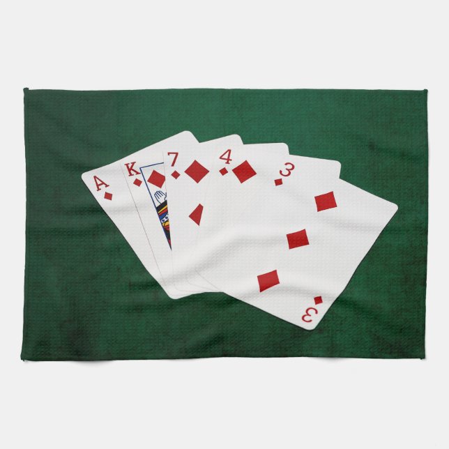 Poker Hands - Flush - Diamonds Suit Tea Towel (Horizontal)