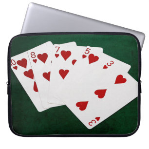 Poker Hands - Flush - Hearts Suit Laptop Sleeve