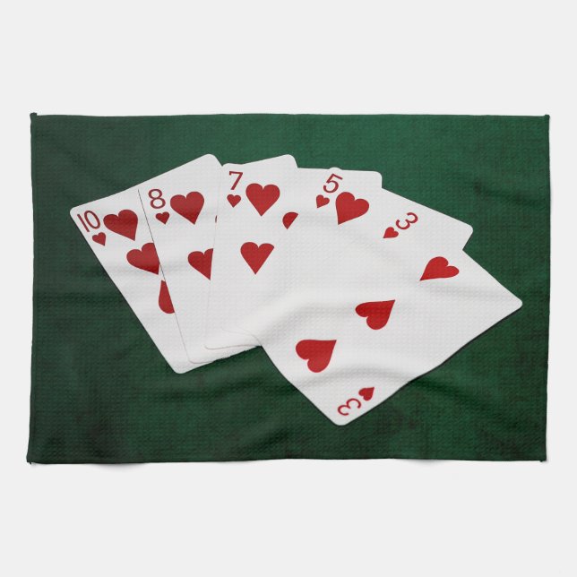 Poker Hands - Flush - Hearts Suit Tea Towel (Horizontal)