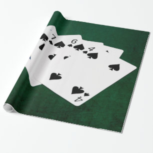 Poker Hands - Flush - Spades Suit Wrapping Paper
