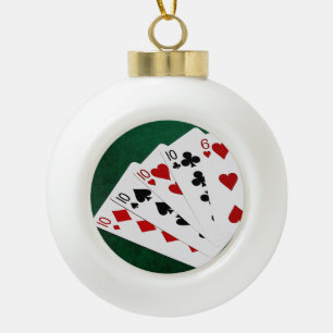 Poker Hands - Four Of A Kind - Tens and Six Ceramic Ball Christmas Ornament