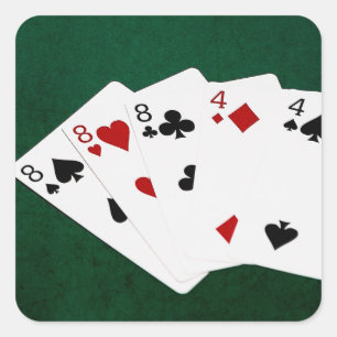 Poker Hands - Full House - Eight and Four Square Sticker