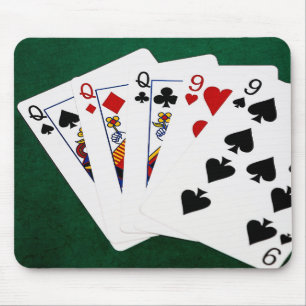Poker Hands - Full House - Queen and Nine Mouse Mat