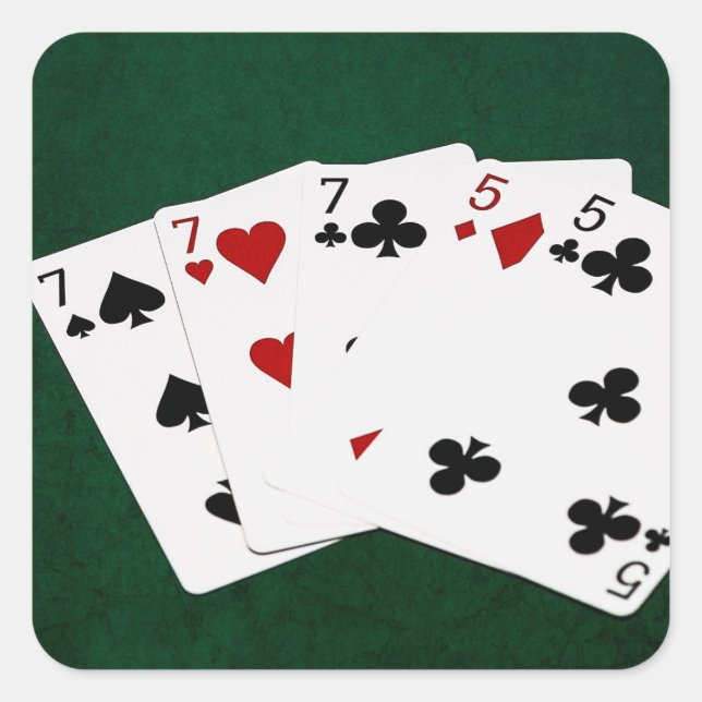 Poker Hands - Full House - Seven and Five Square Sticker (Front)