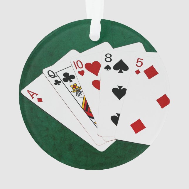 Poker Hands - High Card - Ace Ornament (Back)