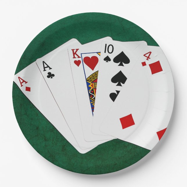Poker Hands - One Pair - Ace Paper Plate (Front)