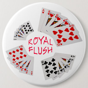 Poker Hands - Royal Flush 6 Cm Round Badge