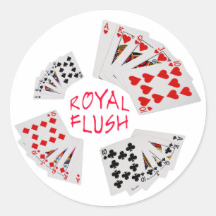 Poker Hands - Royal Flush Classic Round Sticker