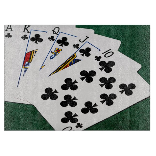 Poker Hands - Royal Flush - Clubs Suit Cutting Board (Front)