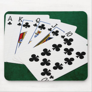 Poker Hands - Royal Flush - Clubs Suit Mouse Mat