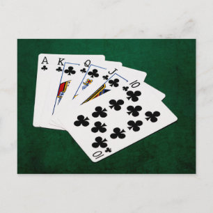 Poker Hands - Royal Flush - Clubs Suit Postcard