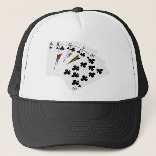 Poker Hands - Royal Flush - Clubs Suit Trucker Hat
