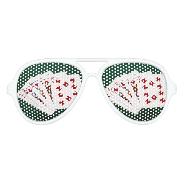 Poker Hands - Royal Flush - Diamonds Suit Aviator Sunglasses (Front)