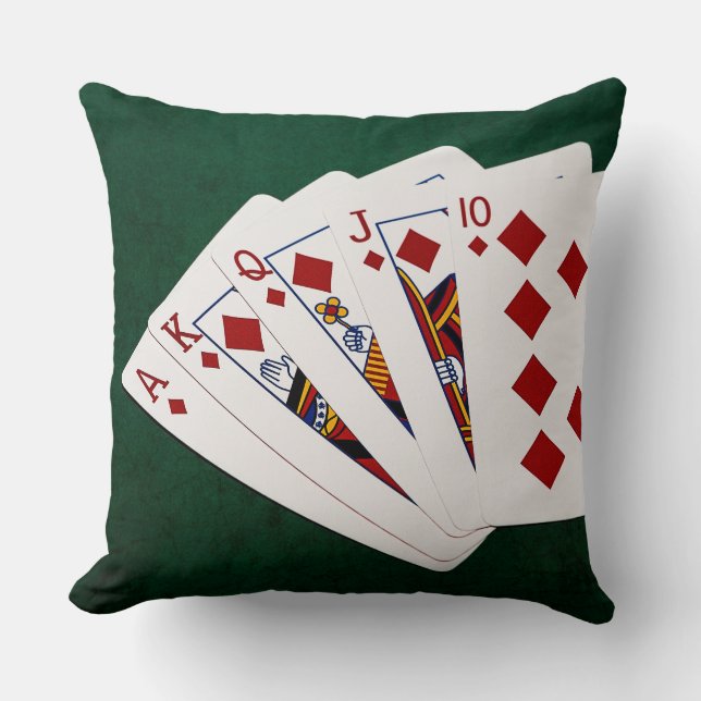 Poker Hands - Royal Flush - Diamonds Suit Cushion (Front)