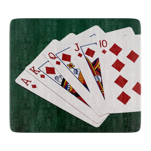 Poker Hands - Royal Flush - Diamonds Suit Cutting Board (Front)