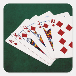 Poker Hands - Royal Flush - Diamonds Suit Square Sticker