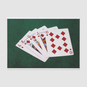 Poker Hands - Royal Flush - Diamonds Suit Tissue Paper