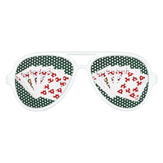 Poker Hands - Royal Flush - Hearts Suit Aviator Sunglasses (Front)