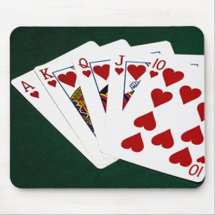 Poker Hands - Royal Flush - Hearts Suit Mouse Mat