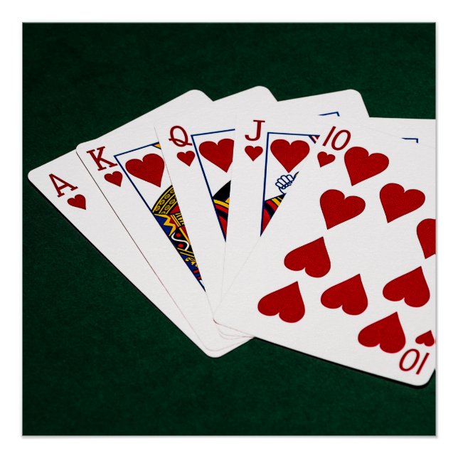 Poker Hands - Royal Flush - Hearts Suit Poster (Front)