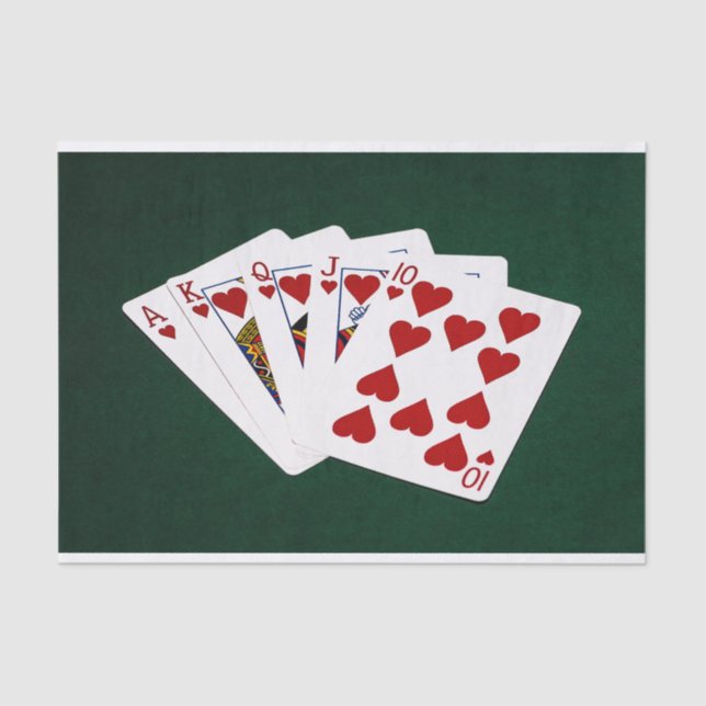 Poker Hands - Royal Flush - Hearts Suit Tissue Paper (Front)