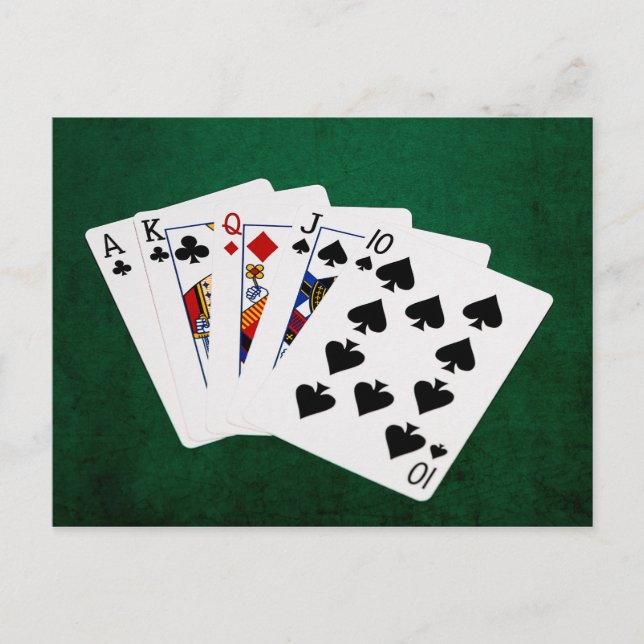 Poker Hands - Straight - Ace To Ten Postcard (Front)