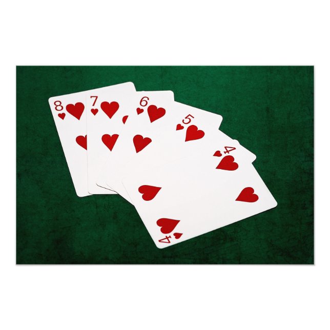 Poker Hands - Straight Flush - Hearts Suit Photo Print (Front)