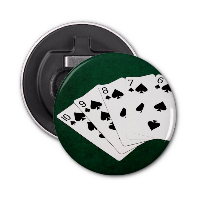 Poker Hands - Straight Flush - Spades Suit Bottle Opener (Front)