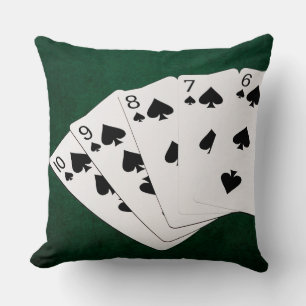 Poker Hands - Straight Flush - Spades Suit Cushion