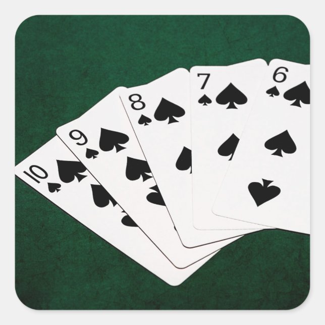 Poker Hands - Straight Flush - Spades Suit Square Sticker (Front)