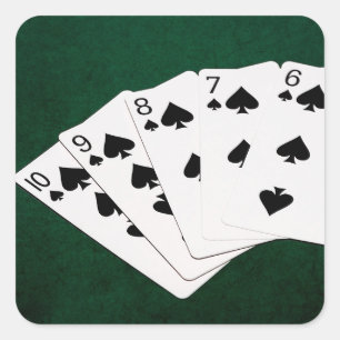 Poker Hands - Straight Flush - Spades Suit Square Sticker