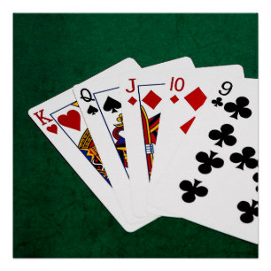 Poker Hands - Straight - King To Nine Poster