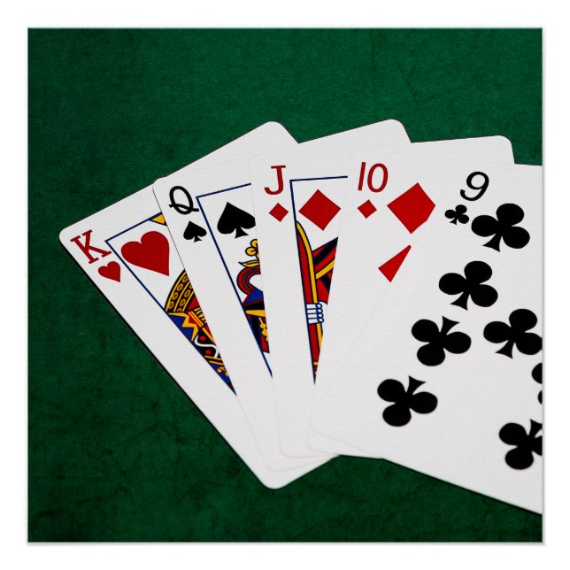 Poker Hands - Straight - King To Nine Poster (Front)