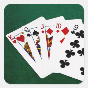 Poker Hands - Straight - King To Nine Square Sticker