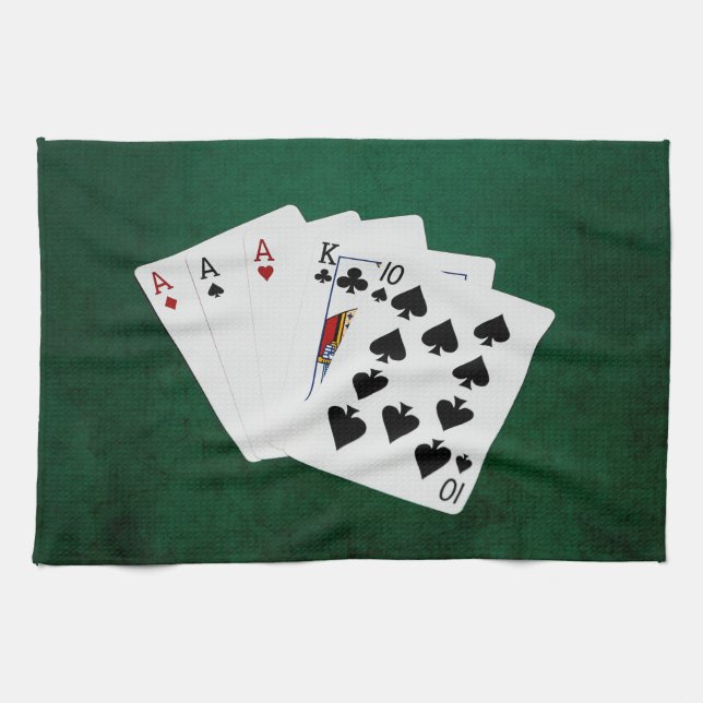 Poker Hands - Three Of A Kind - Ace Tea Towel (Horizontal)