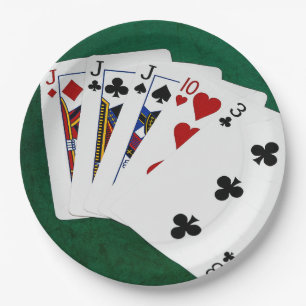 Poker Hands - Three Of A Kind - Jack Paper Plate