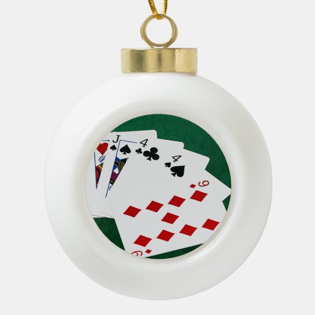 Poker Hands - Two Pair - Jack, Four Ceramic Ball Christmas Ornament (Front)