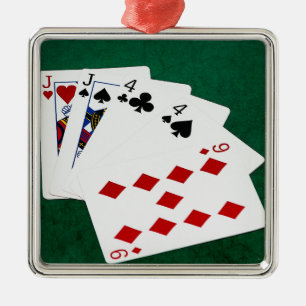 Poker Hands - Two Pair - Jack, Four Metal Tree Decoration