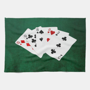 Poker Hands - Two Pair - Ten, Eight Tea Towel