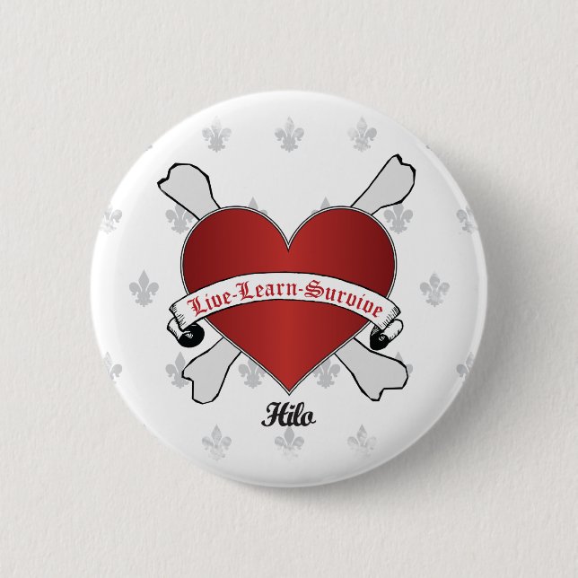 Poker Heart and Bones 6 Cm Round Badge (Front)