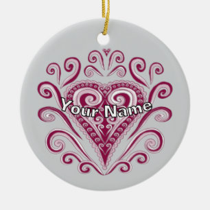 Poker Hearts  Ceramic Tree Decoration