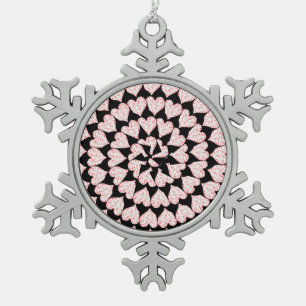 Poker Hearts In Heart Shapes, Snowflake Pewter Christmas Ornament