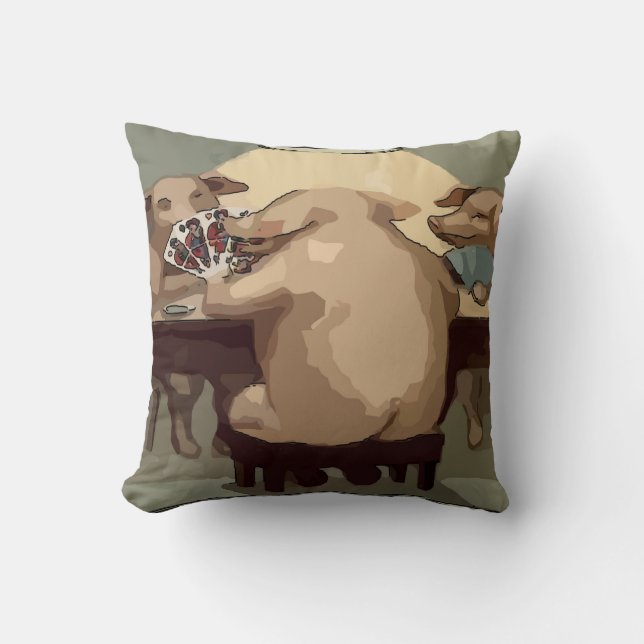 Poker Hogs Card Party Cushion (Front)