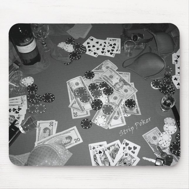 Poker in Black and White Mouse Mat (Front)
