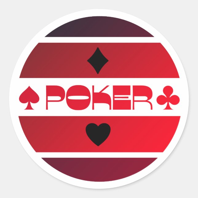 Poker logo inverse red black label letter sticker (Front)
